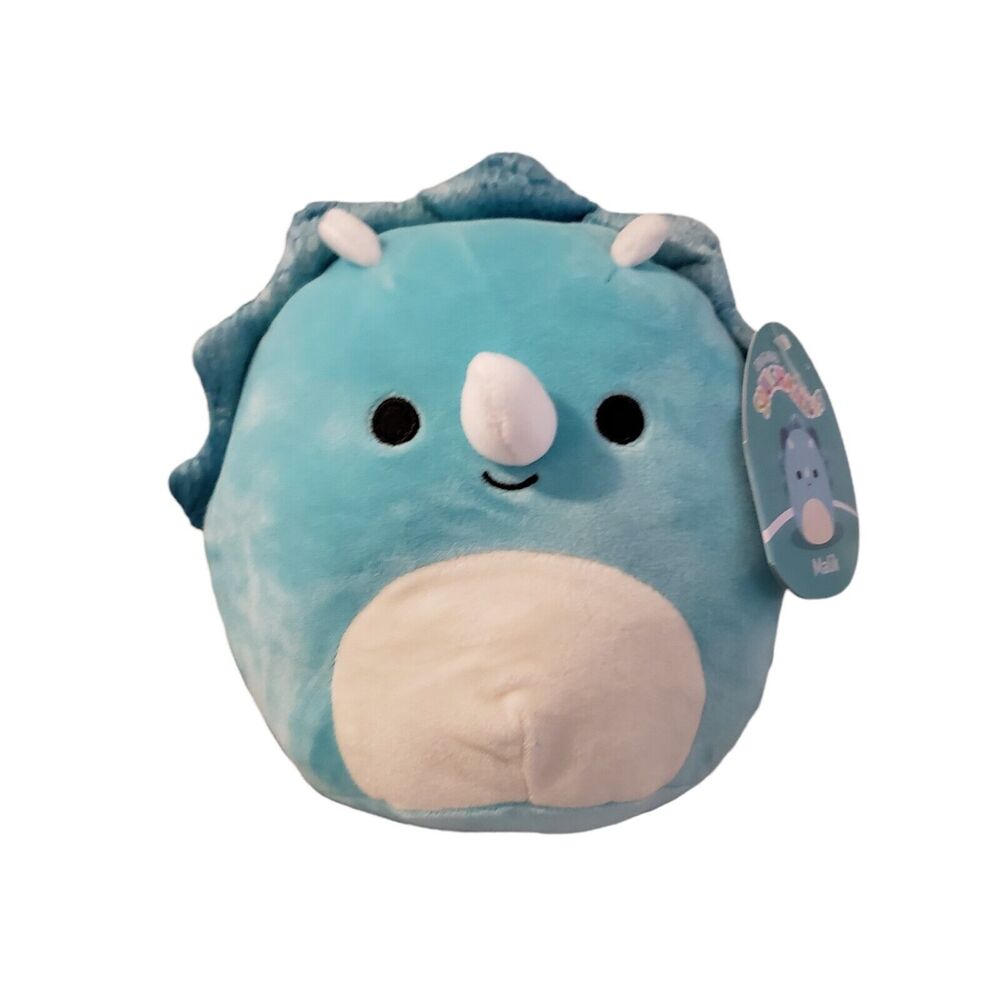 Squishmallow 8" Malik Triceratops Dinosaur Soft Teal Blue Prehistoric Plush NWT